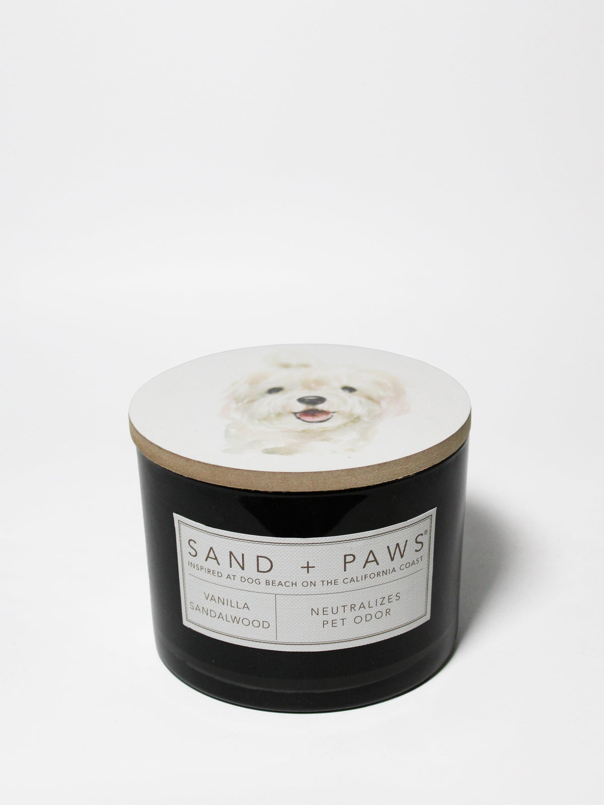 Luxurious Sand + Paws Vanilla Sandalwood 12 oz scented candle