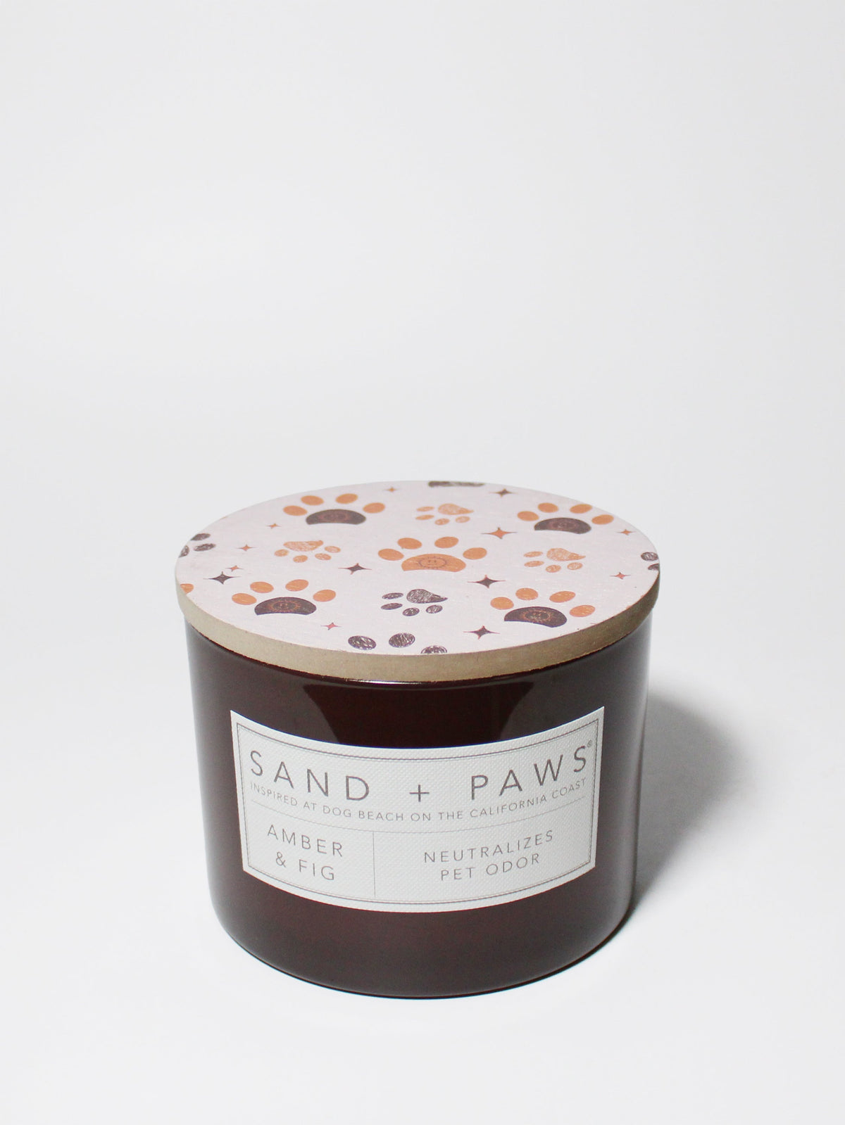 Luxurious Sand + Paws Amber & Fig 12 oz scented candle