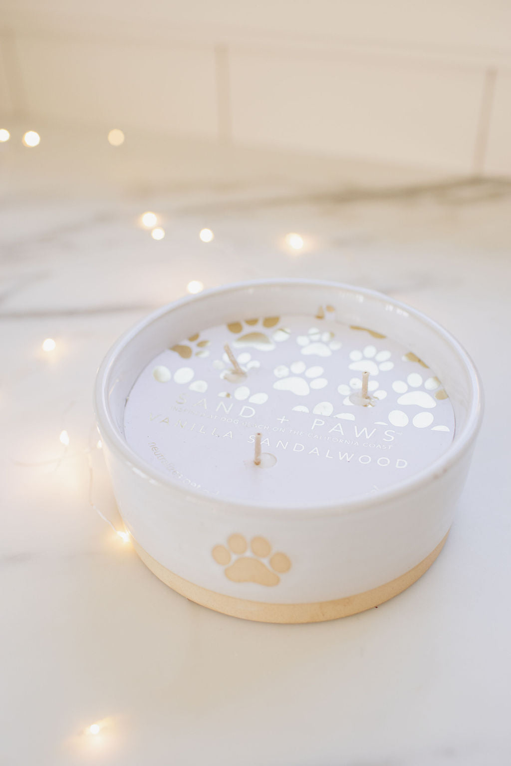 Luxurious Sand + Paws Vanilla Sandalwood 12 oz scented candle