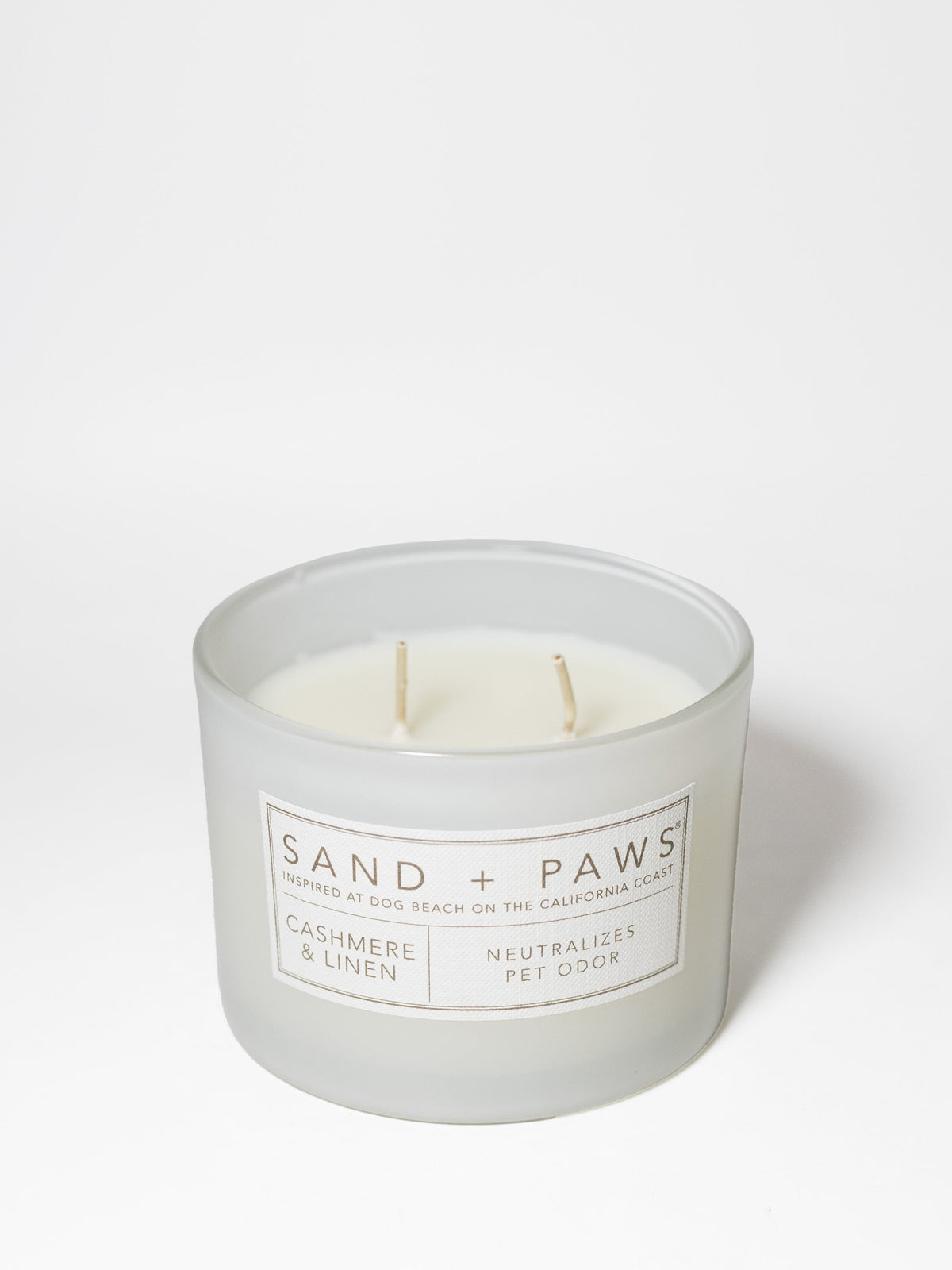 Luxurious Sand + Paws Cashmere & Linen 12 oz scented candle