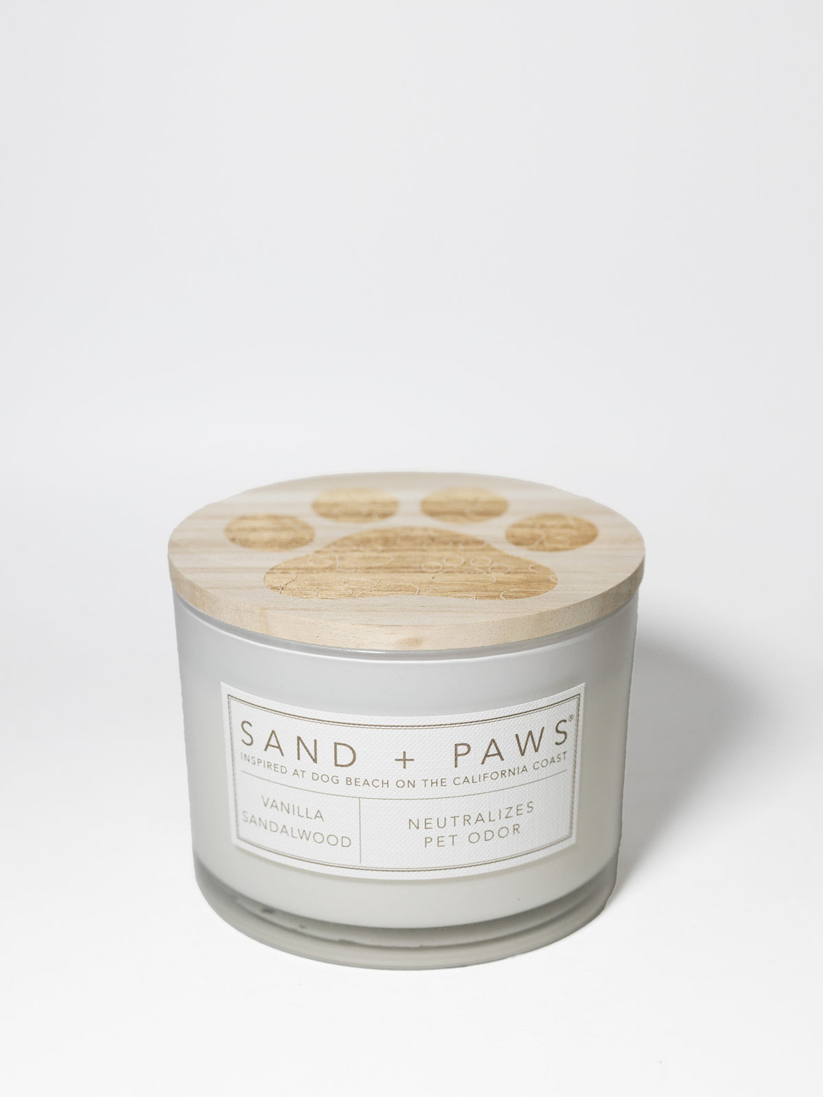 Luxurious Sand + Paws Vanilla Sandalwood 12 oz scented candle