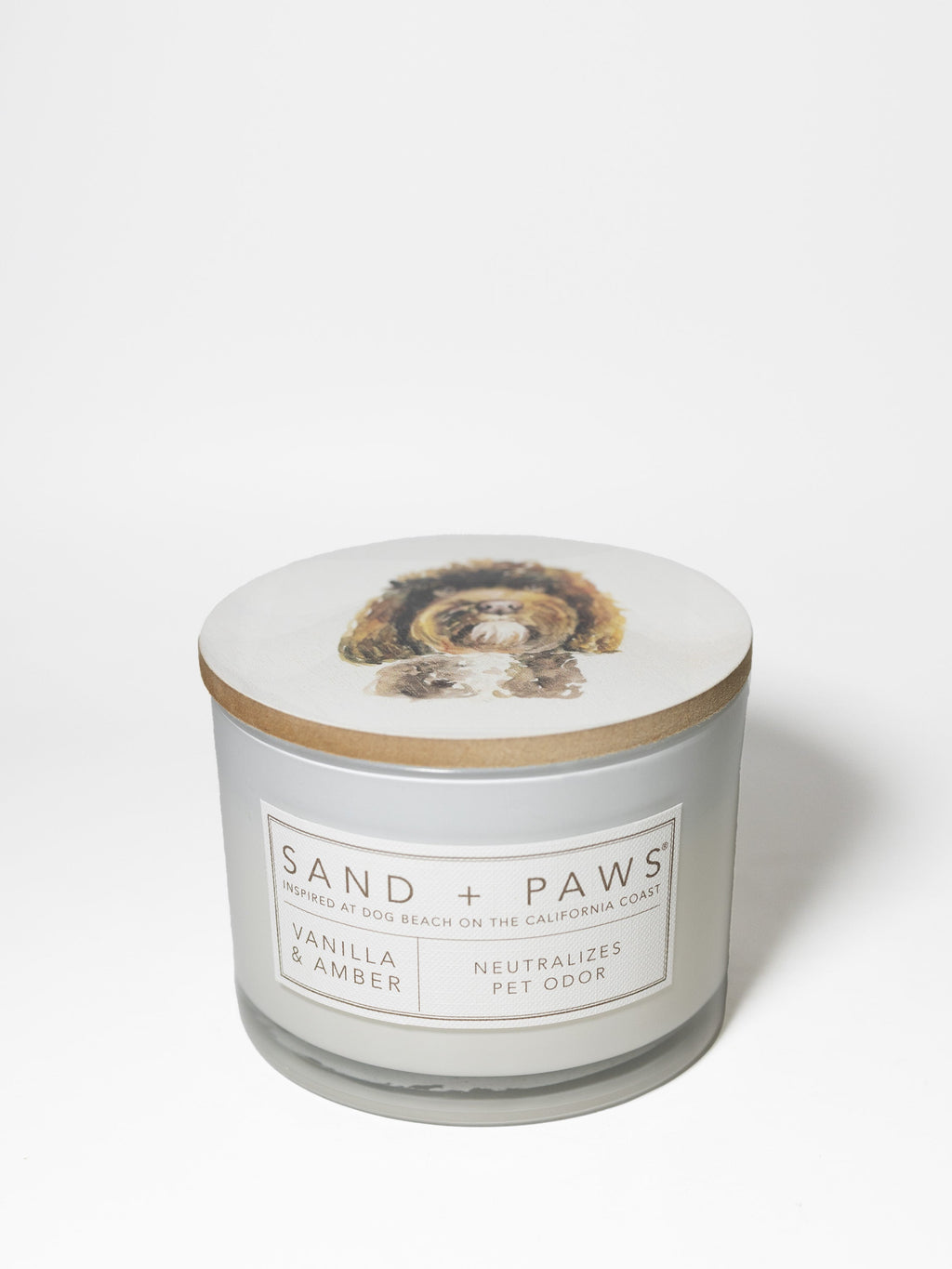 Luxurious Sand + Paws Vanilla & Amber 12 oz scented candle